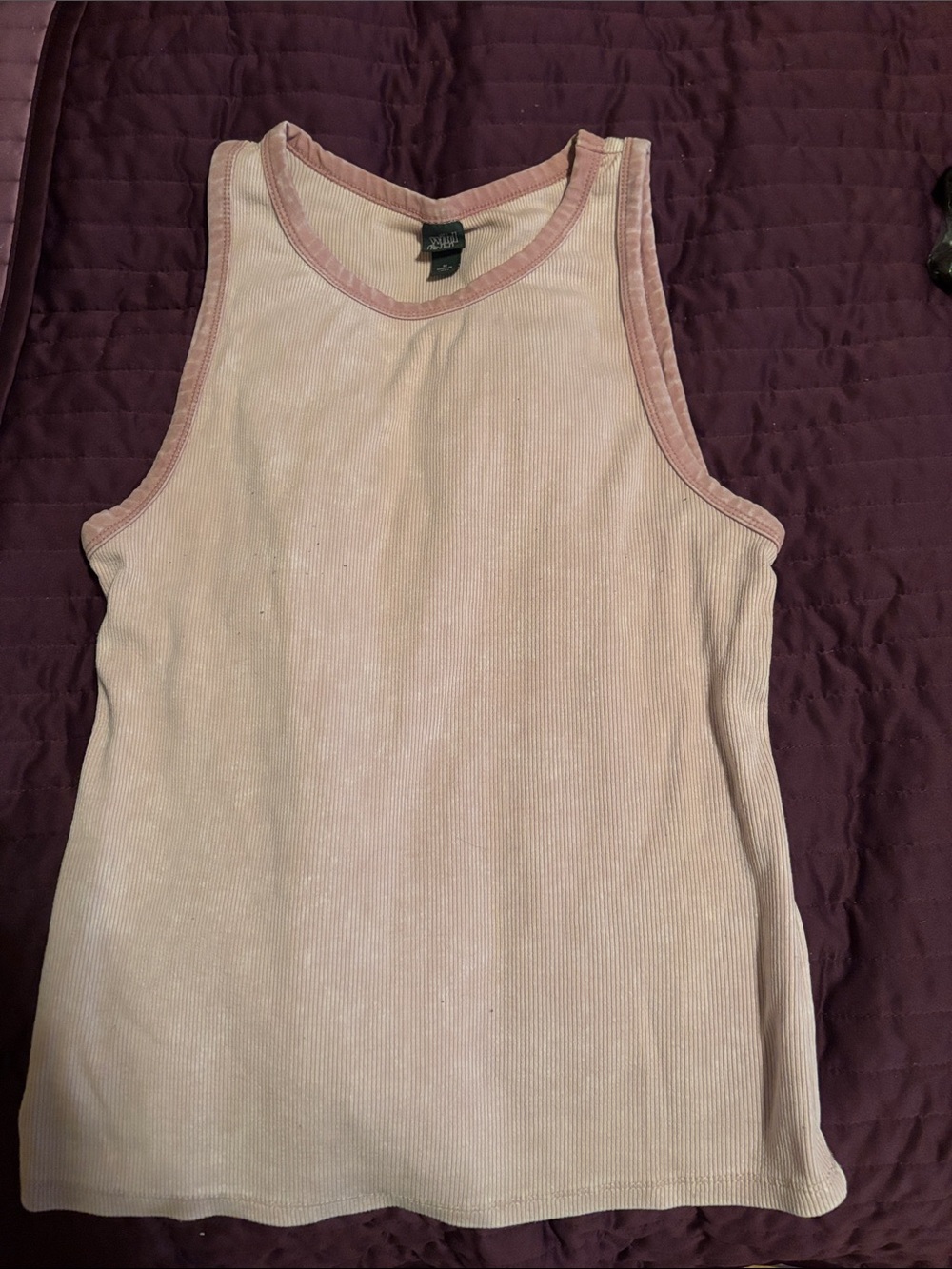 wild fable Blush Pink Ribbed Tank with Dusty Rose Trim